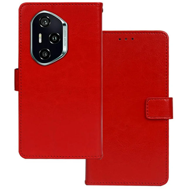 IDEWEI For Honor 300 Pro Case Wallet Leather Phone Cover Crazy Horse Texture - Red