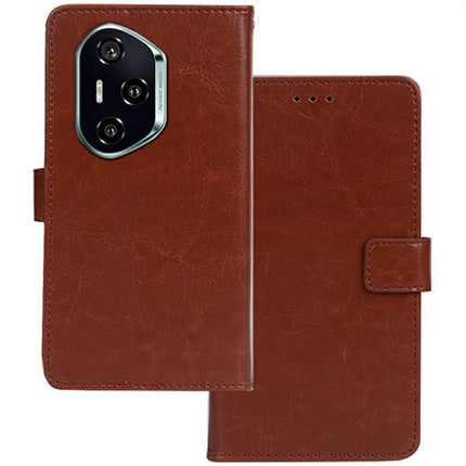 IDEWEI For Honor 300 Pro Case Wallet Leather Phone Cover Crazy Horse Texture - Brown