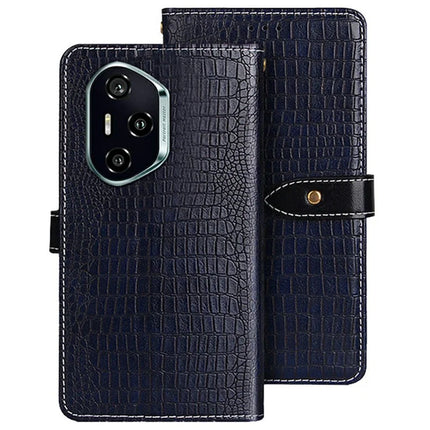 IDEWEI For Honor 300 Pro Case Crocodile Texture PU Leather Flip Phone Cover - Blue