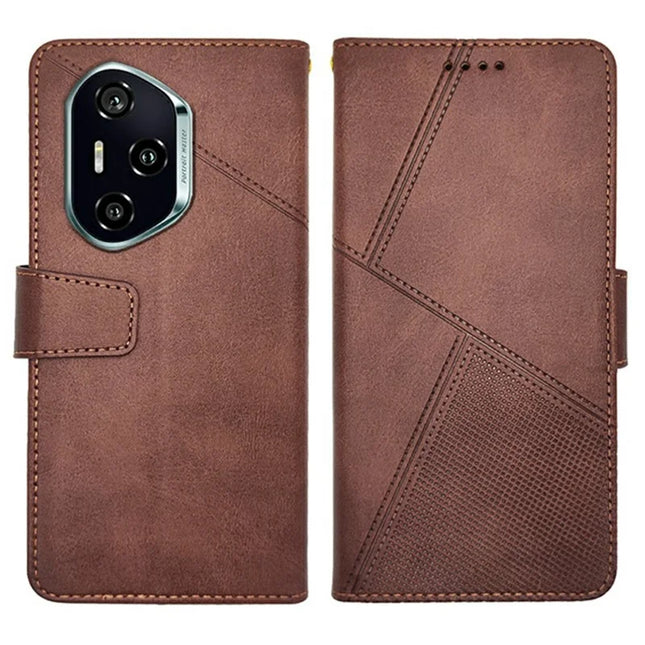 IDEWEI For Honor 300 Pro Case Leather Wallet Phone Cover Stand Calf Texture - Coffee