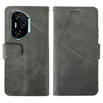 IDEWEI For Honor 300 Pro Case Leather Wallet Phone Cover Stand Calf Texture - Grey