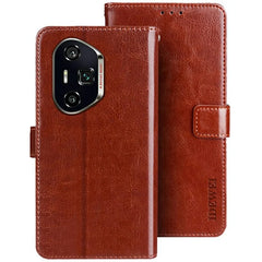 IDEWEI For Honor 300 Ultra Stand Case Crazy Horse Texture Leather Phone Cover - Brown