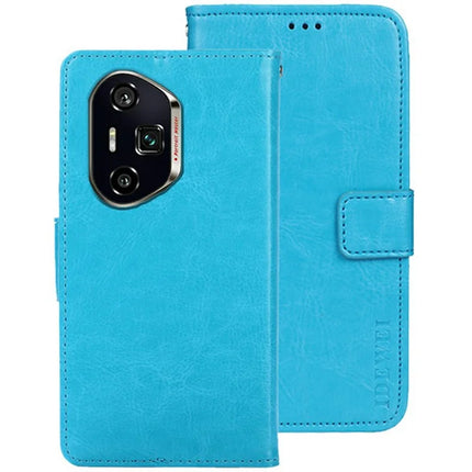 IDEWEI For Honor 300 Ultra Stand Case Crazy Horse Texture Leather Phone Cover - Sky Blue