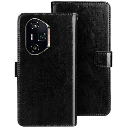 IDEWEI For Honor 300 Ultra Stand Case Crazy Horse Texture Leather Phone Cover - Black
