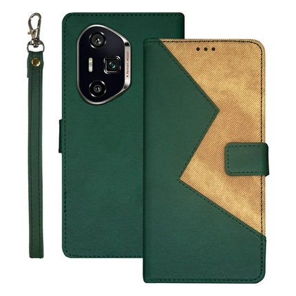 IDEWEI For Honor 300 Ultra Case Card Slots Splicing Color Leather Phone Cover - Green