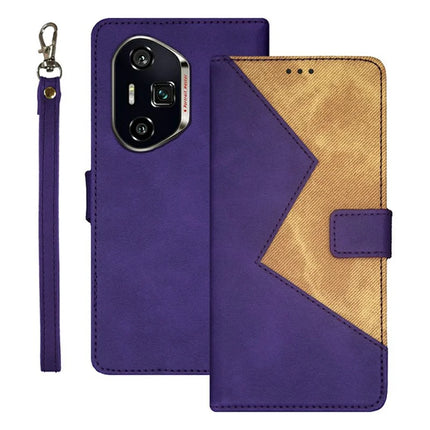IDEWEI For Honor 300 Ultra Case Card Slots Splicing Color Leather Phone Cover - Purple
