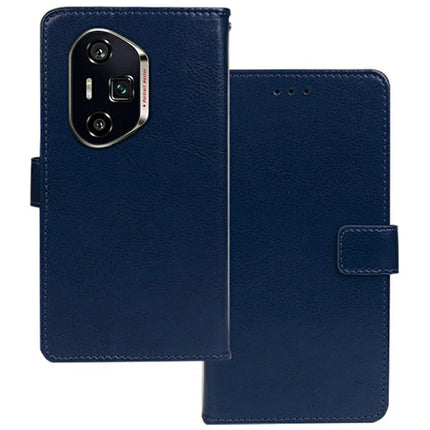 IDEWEI For Honor 300 Ultra Case Card Slots Holder Leather Phone Cover Crazy Horse Texture - Blue