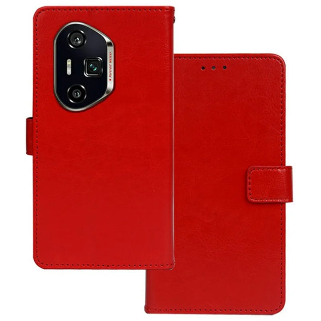 IDEWEI For Honor 300 Ultra Case Card Slots Holder Leather Phone Cover Crazy Horse Texture - Red