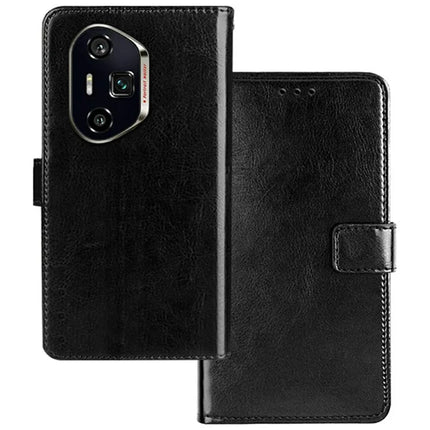 IDEWEI For Honor 300 Ultra Case Card Slots Holder Leather Phone Cover Crazy Horse Texture - Black
