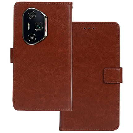 IDEWEI For Honor 300 Ultra Case Card Slots Holder Leather Phone Cover Crazy Horse Texture - Brown