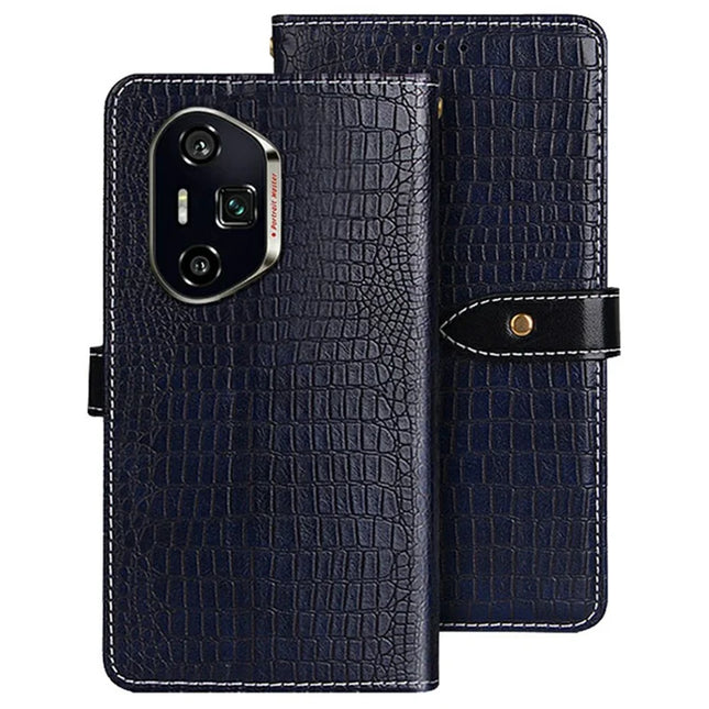 IDEWEI For Honor 300 Ultra Case Crocodile Texture PU Leather Flip Phone Cover - Blue