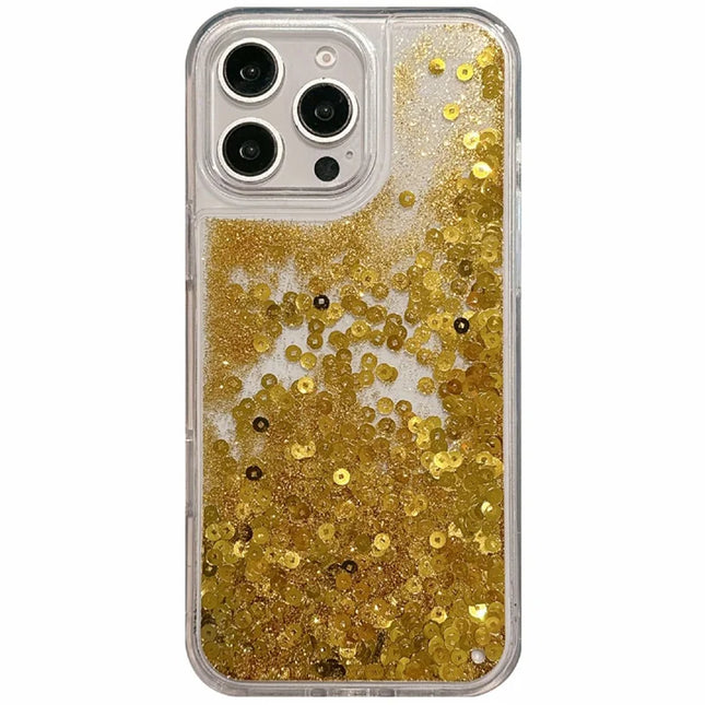 For iPhone 16 Pro Max Case Glitter Quicksand Flowing TPU + PC Phone Cover