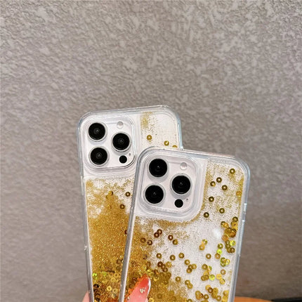 For iPhone 16 Pro Max Case Glitter Quicksand Flowing TPU + PC Phone Cover
