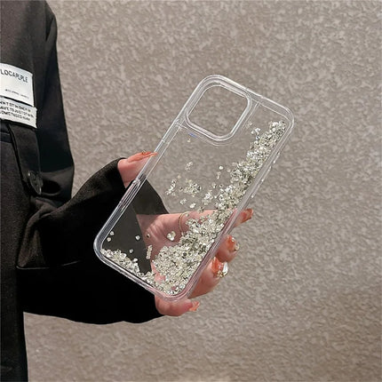 For iPhone 16 Pro Max Case Bling Rhinestone Quicksand TPU + PC Protective Cover