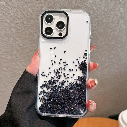 For iPhone 15 Pro Max Case Bling Rhinestone Quicksand TPU + PC Protective Cover