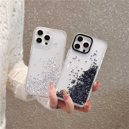 For iPhone 15 Pro Max Case Bling Rhinestone Quicksand TPU + PC Protective Cover