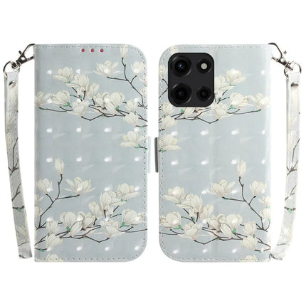 For Motorola Moto G 5G (2025) Case Pattern Printing Leather Wallet Phone Cover - Magnolia