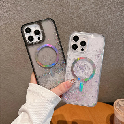 For iPhone 16 Pro Max Case Compatible with MagSafe Electroplated Quicksand PC + TPU Phone Cover