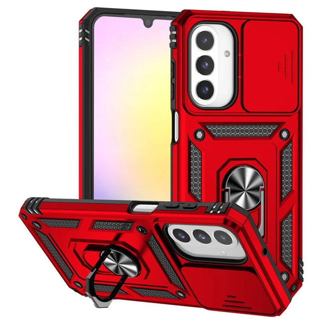 For Samsung Galaxy A26 5G Case PC + TPU Phone Cover with Lens Protection Kickstand - Red