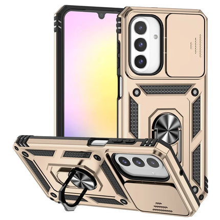 For Samsung Galaxy A26 5G Case PC + TPU Phone Cover with Lens Protection Kickstand - Gold