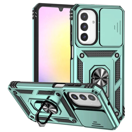For Samsung Galaxy A26 5G Case PC + TPU Phone Cover with Lens Protection Kickstand - Blackish Green