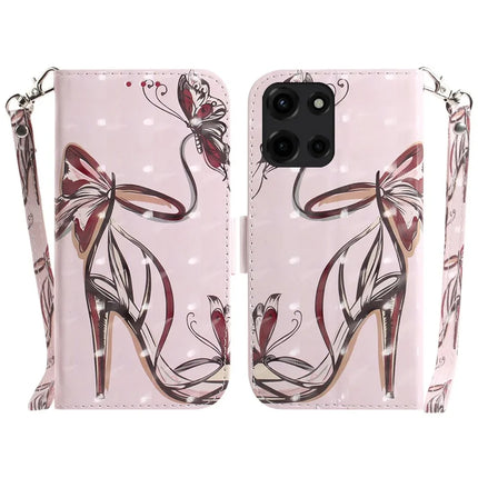 For Motorola Moto G Power (2025) Case Pattern Printing Leather Wallet Phone Cover - Butterfly High Heels