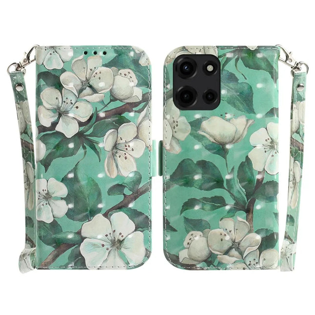 For Motorola Moto G Power (2025) Case Pattern Printing Leather Wallet Phone Cover - Watercolor Flowers