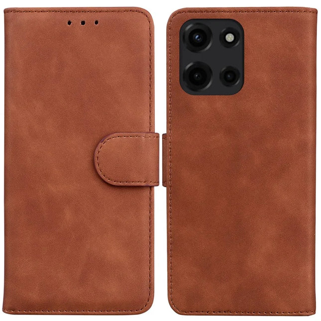 For Motorola Moto G Power (2025) Case Solid Color Leather Wallet Phone Cover - Brown