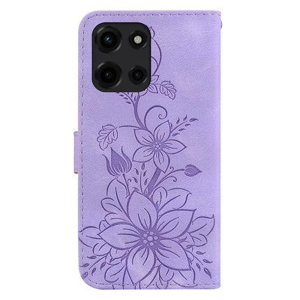 For Motorola Moto G Power (2025) Case Lily Flower Imprint Leather Phone Cover with Stand
