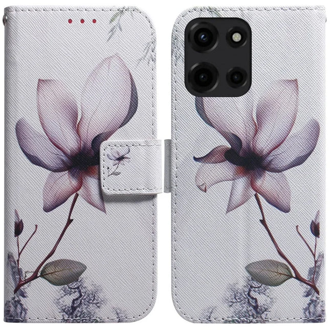 For Motorola Moto G Power (2025) Wallet Case Pattern Print Leather Phone Cover - Pink Flower