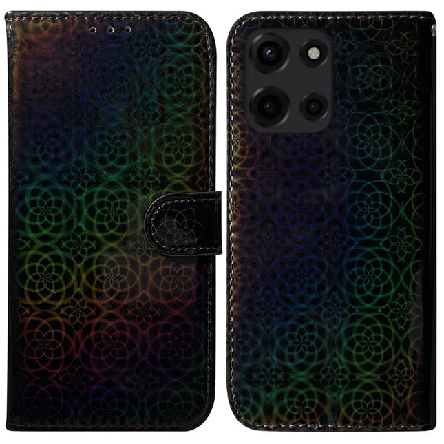 For Motorola Moto G Power (2025) Stand Case Dazzling Flower Leather Phone Cover - Black