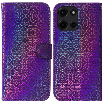 For Motorola Moto G Power (2025) Stand Case Dazzling Flower Leather Phone Cover - Purple