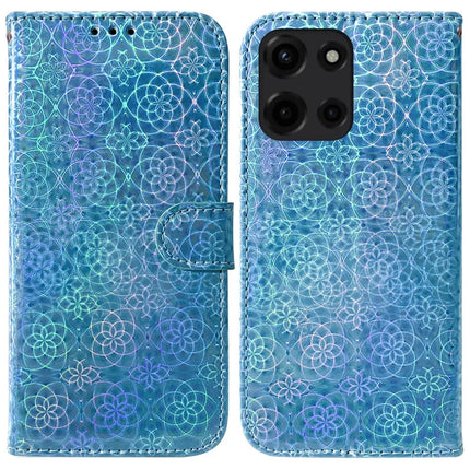 For Motorola Moto G Power (2025) Stand Case Dazzling Flower Leather Phone Cover - Blue