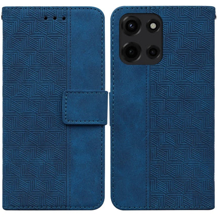 For Motorola Moto G Power (2025) Case Geometry Pattern Leather Wallet Phone Cover - Blue