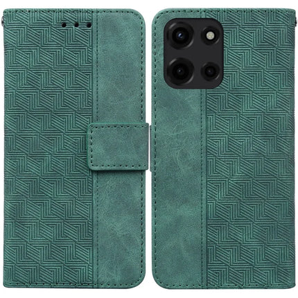 For Motorola Moto G Power (2025) Case Geometry Pattern Leather Wallet Phone Cover - Green