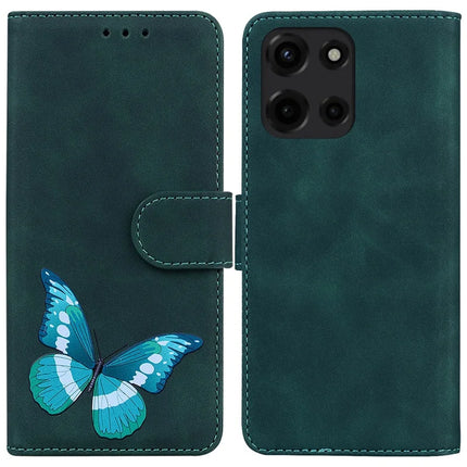 For Motorola Moto G Power (2025) Stand Case PU Leather Phone Cover Butterfly Printed - Green