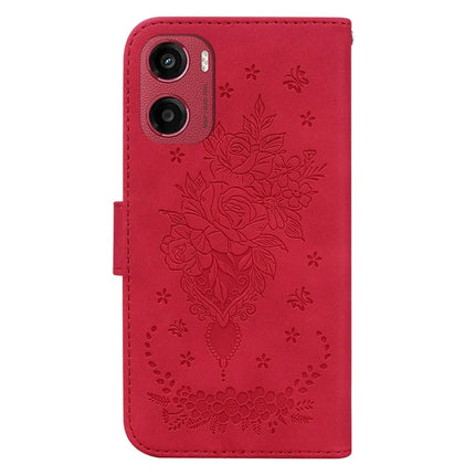For Motorola Moto G05 4G  /  E15 4G Case PU Leather Wallet Phone Cover Butterfly Flower Imprint