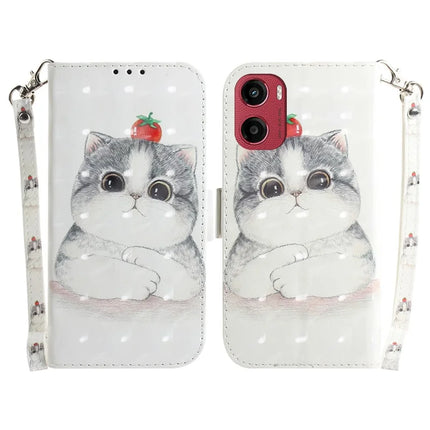 For Motorola Moto G05 4G  /  E15 4G Case Pattern Printing Leather Wallet Phone Cover - Cute Cat