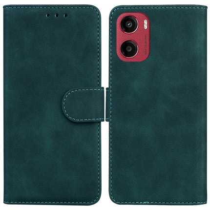 For Motorola Moto G05 4G  /  E15 4G Case Solid Color Leather Wallet Phone Cover - Green