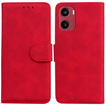 For Motorola Moto G05 4G  /  E15 4G Case Solid Color Leather Wallet Phone Cover - Red