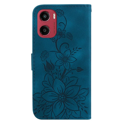 For Motorola Moto G05 4G  /  E15 4G Case Lily Flower Imprint Leather Phone Cover with Stand
