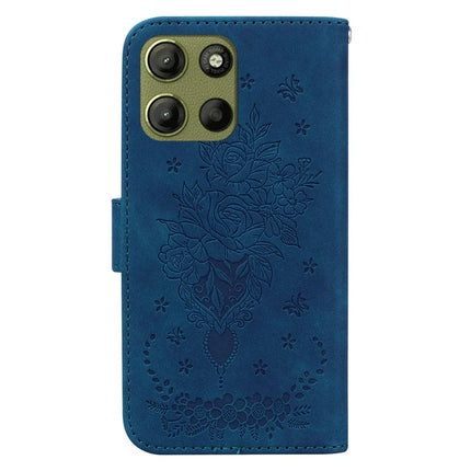 For Motorola Moto G15 4G Case PU Leather Wallet Phone Cover Butterfly Flower Imprint
