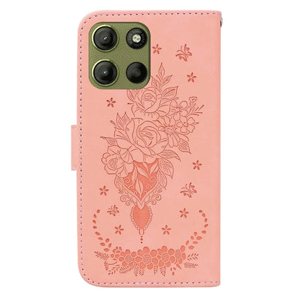 For Motorola Moto G15 4G Case PU Leather Wallet Phone Cover Butterfly Flower Imprint