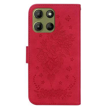 For Motorola Moto G15 4G Case PU Leather Wallet Phone Cover Butterfly Flower Imprint