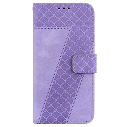For Motorola Moto G15 4G Stand Case 7-Shaped Pattern Imprint Leather Phone Cover