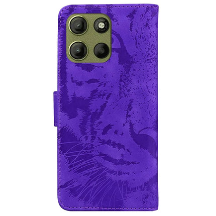 For Motorola Moto G15 4G Case Tiger Imprint Leather Wallet Phone Cover