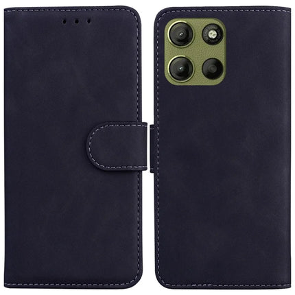 For Motorola Moto G15 4G Case Solid Color Leather Wallet Phone Cover - Black