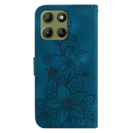 For Motorola Moto G15 4G Case Lily Flower Imprint Leather Phone Cover with Stand