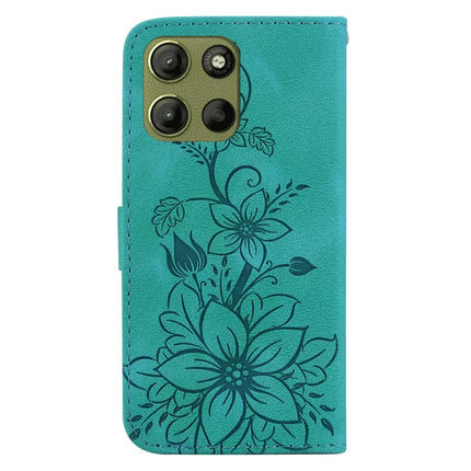 For Motorola Moto G15 4G Case Lily Flower Imprint Leather Phone Cover with Stand