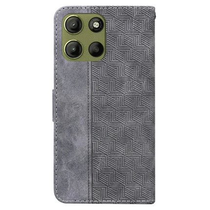 For Motorola Moto G15 4G Case Geometry Pattern Leather Wallet Phone Cover